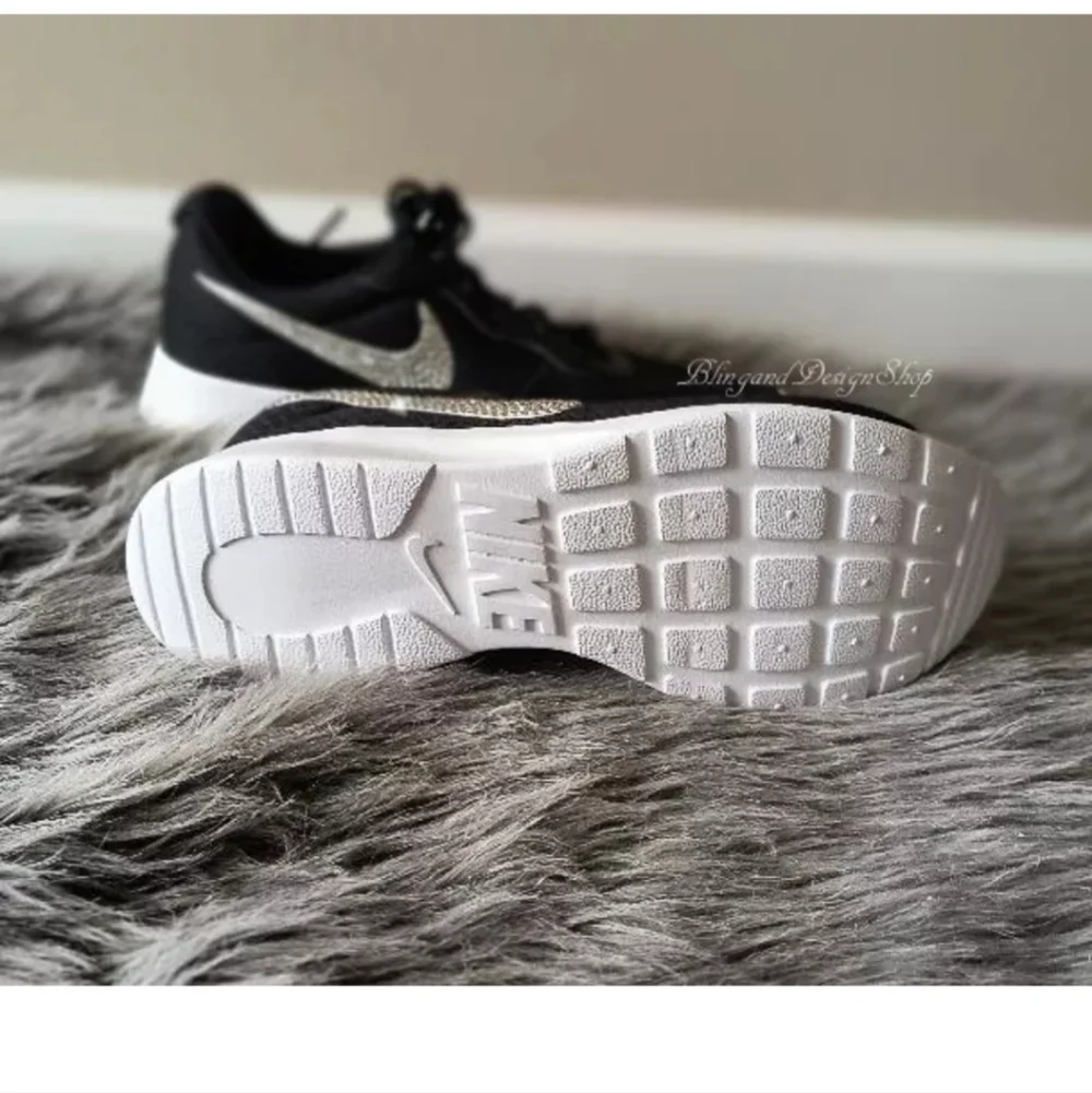 Nike Tanjun Sneakers Shoes Custom with Clear Swarovski Crystals Bling Nikes